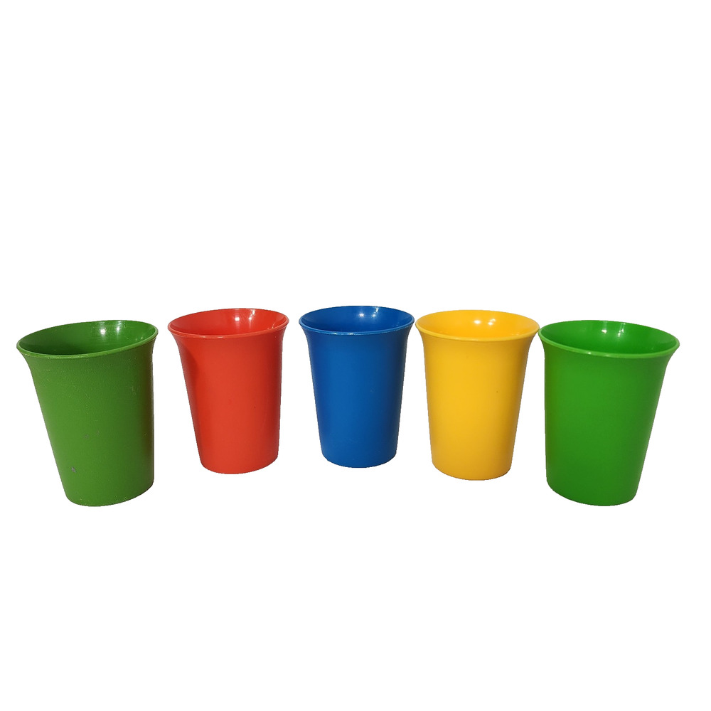 Vintage Tupperware Bell Tumblers Stackable 7 oz Cups #109 Set Of 5 Juice Multi